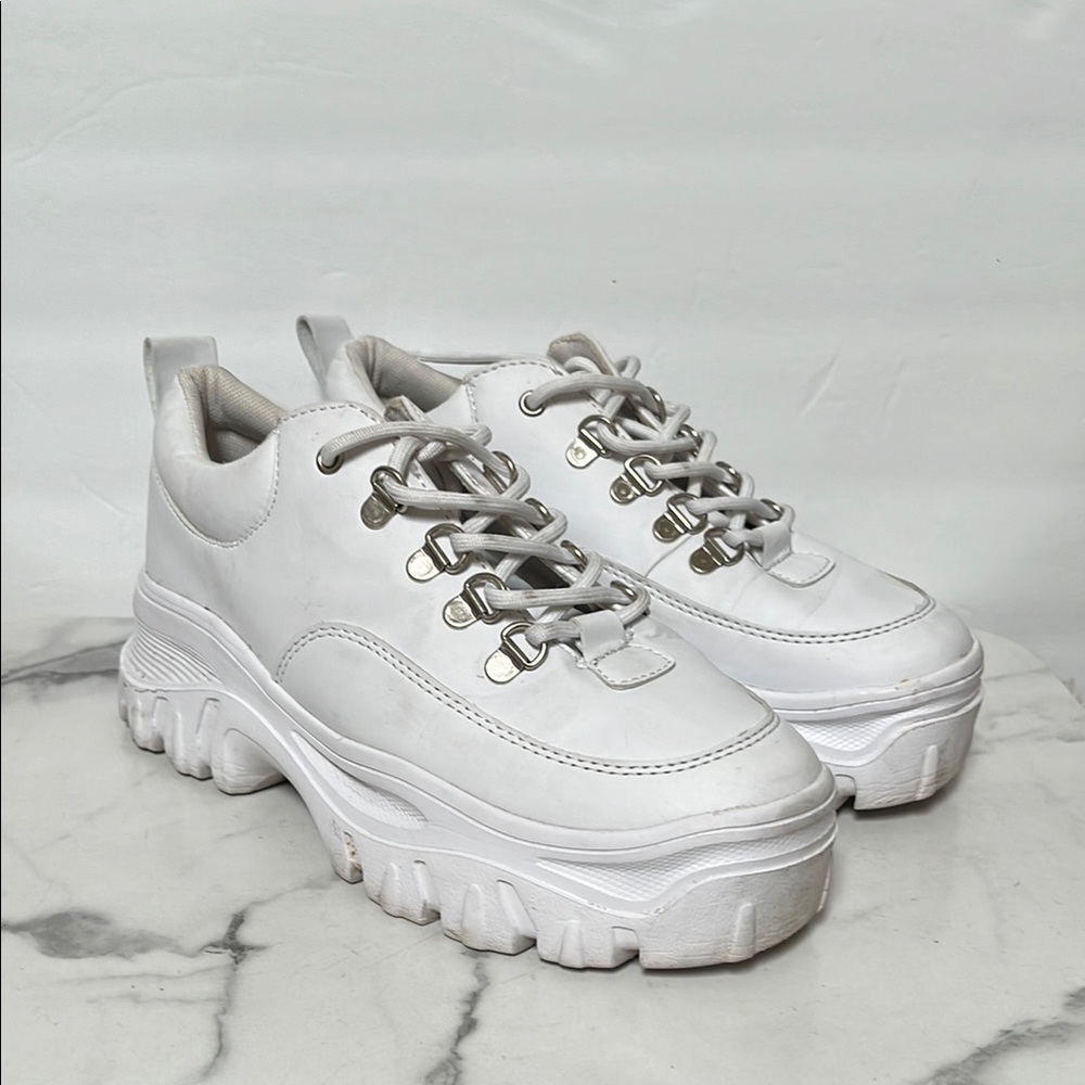Women's Stylish White Platform Sneakers